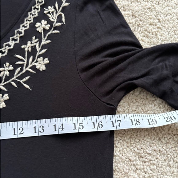 Y2K Boho Vintage Bell Long Sleeve Black Embroidered Dress Tunic Size Medium - Picture 14 of 15